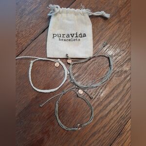 Pura Vida Bracelet Set Green White Rose Gold